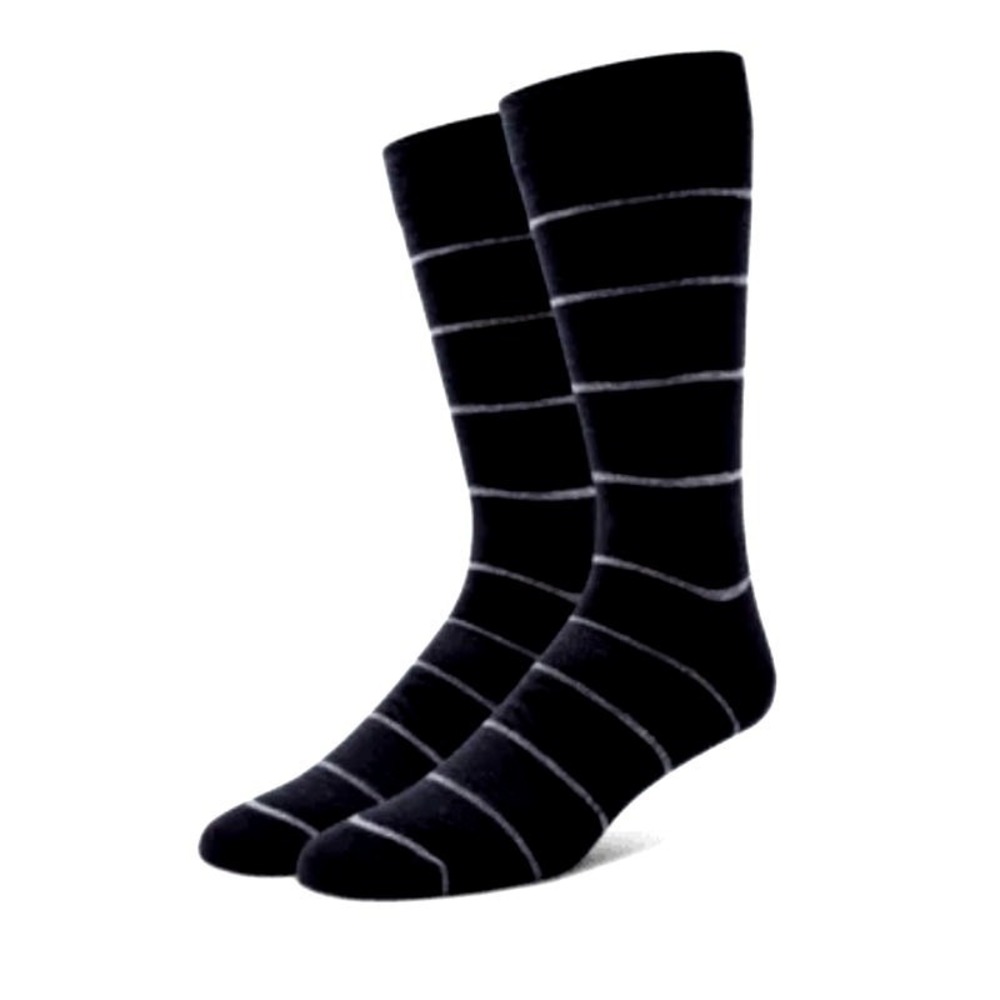 Black Merino Wool Crew Socks Large Mens 10-13 Gray Stripe Alchester L NWT Exeter